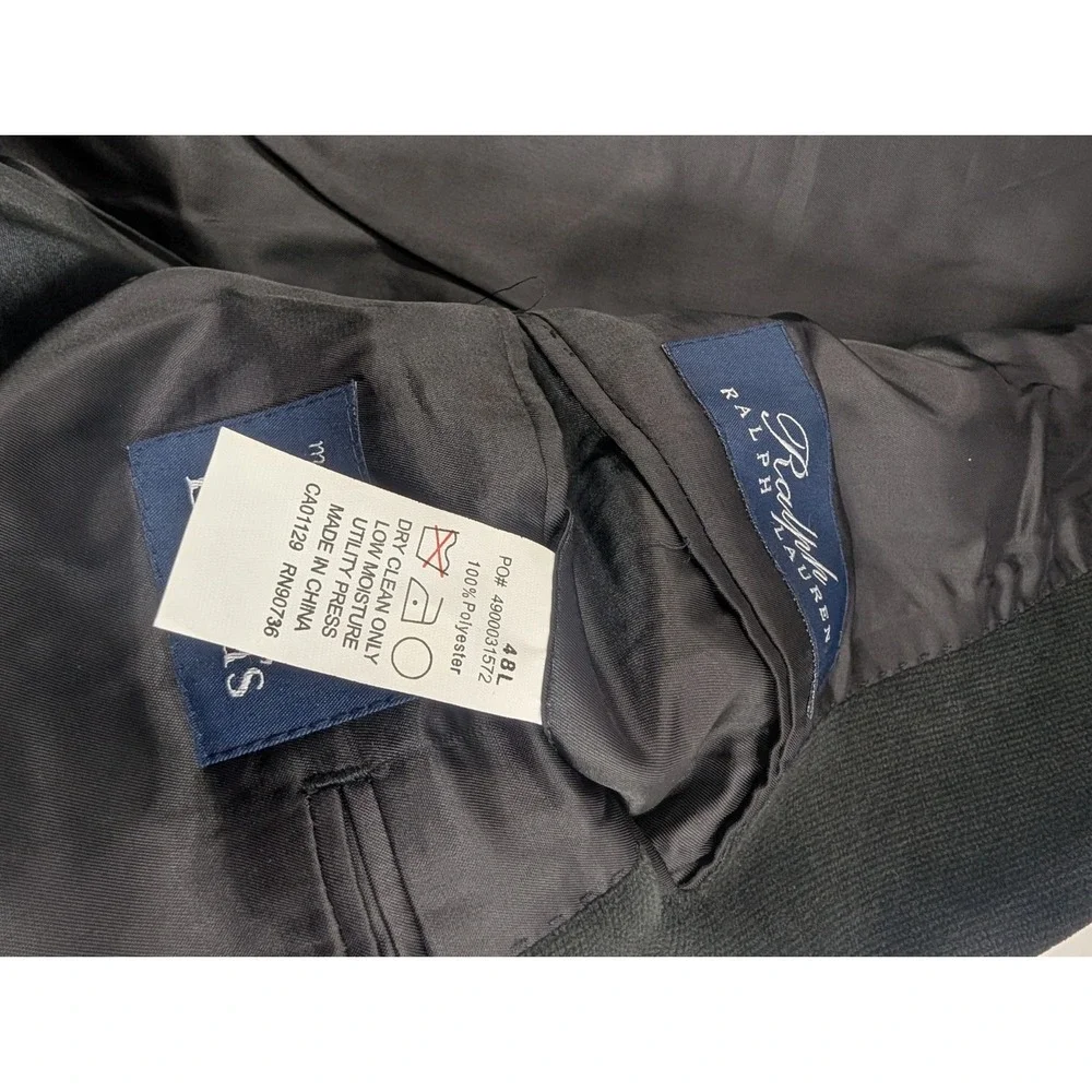 L.‎ Ralph Lauren Blazer Sport Jacket Charcoal Gray Valour Soft Polyester 48L 50